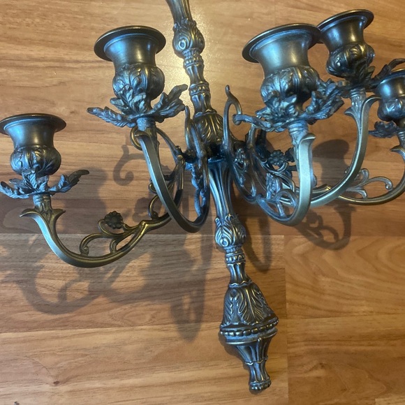 2 Vintage Baroque Style Large Brass Five Candle Candelabra From 1970 - Picture 15 of 16